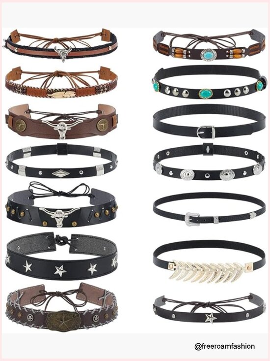Cowboy Hat Bands Western Hat Belts PU Leather Unisex 12 Pack